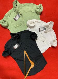 Mens Casual Plain Popcorn Shirt