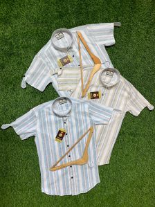 Mens Striped Half Sleeve Shirt