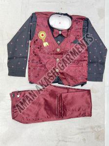 Black and Maroon Kids Baba Suit