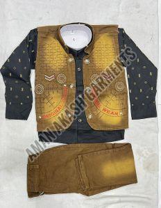 Black and Mustard Kids Baba Suit