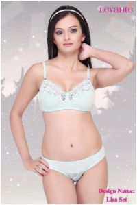 Ladies Plain Net Bra Panty Set