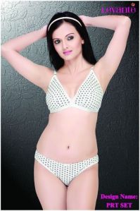 Ladies Lycra Cotton Polka Bra Panty Set