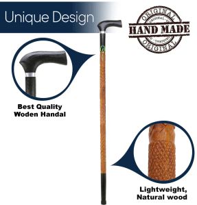 RCSP Wooden Black Handle Walking Stick