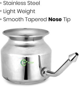RCSP Stainless Steel Silver Neti Pot