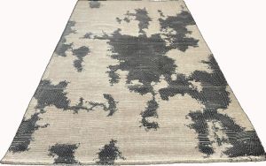 White and Grey Rectangular Woolen Carpet