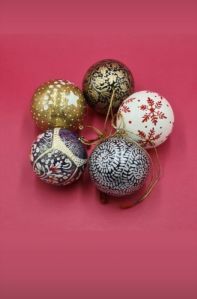 Handmade paper mache Christmas hanging balls