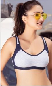 Ladies White & Navy Blue Sports Bra