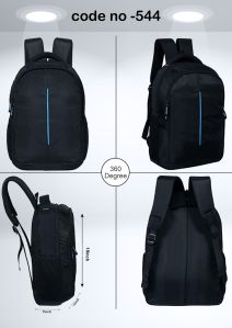 Black Plain Laptop Backpack Bag