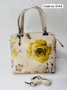 Ladies White Printed Handbag