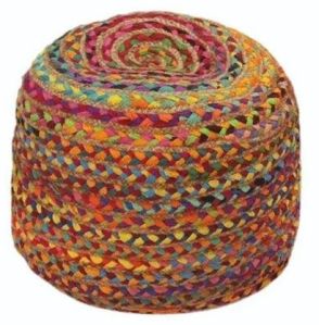 Cotton Knitted Round Pouf