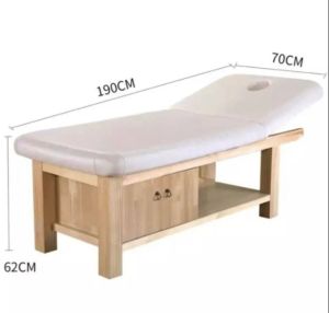 white wooden storage spa bed