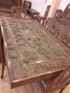 Heritage Brown Wooden Carving Dining Table