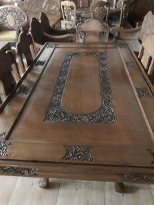 Heritage Brown Wooden Carving Dining Table