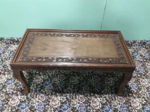 Carved Wood Coffee Table Set