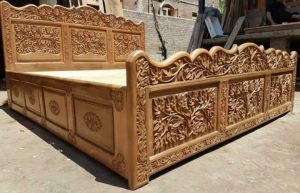 Designer Carved Wooden Double Bed