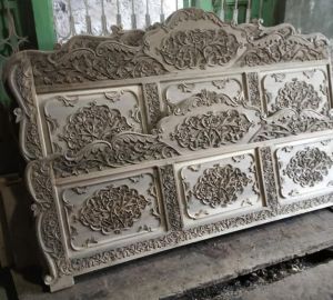 King Size Walnut Wood Double Bed