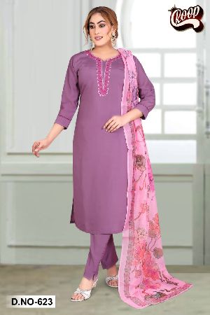 Cotton Kurti Pant with Dupatta Set