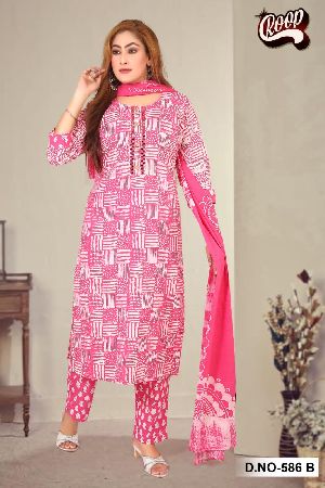 Cotton Kurti Pant with Dupatta Set