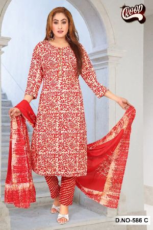 Cotton Kurti Pant with Dupatta Set