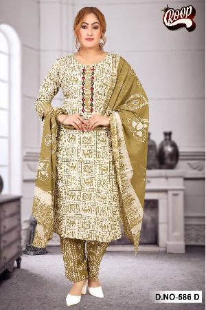 Cotton Kurti Pant with Dupatta Set