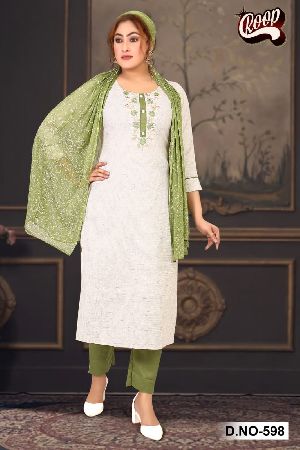 Cotton Kurti Pant with Dupatta Set