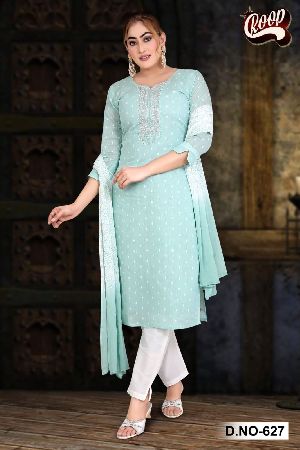 Cotton Kurti Pant with Dupatta Set