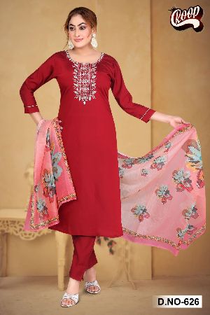 Cotton Kurti Pant with Dupatta Set