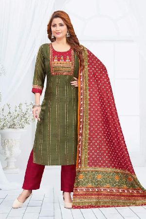 Cotton Kurti Pant with Dupatta Set