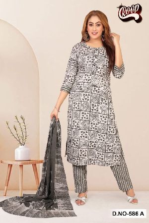 Cotton Kurti Pant with Dupatta Set