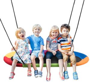 JoyfulGlide Pro Oval Swing for 3 Kids, 65