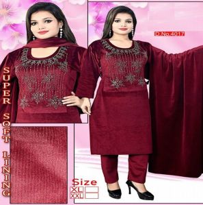 Ladies Super Soft Woolen Straight Kurti Pant Dupatta Set