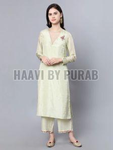 Ladies Light Green Cupro Silk Kurta