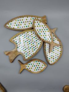 Ceramic Mango Wood Enamel Plates