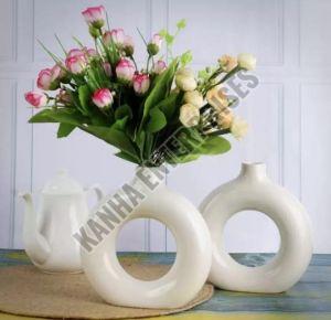 Handmade Ring Shape Ceramic Flower Vase (Size 8 inch)