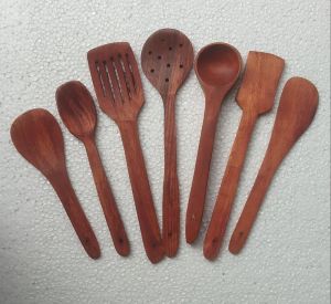 Brown Wooden Cutlery Set