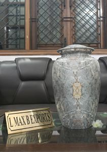 Grey Marble Cremation urns for human ashes with velvet bag