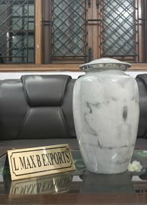 White Texture Cremation urns for velvet bag