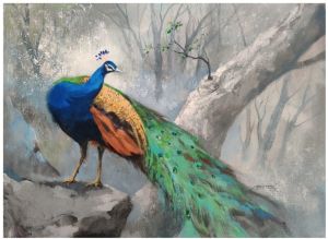 Beautiful Peacock Wall Painting