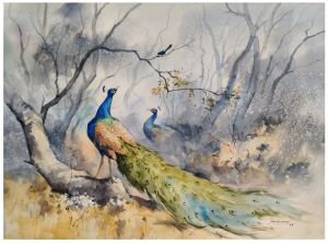 Nature & Beautiful Peacock Wall Painting