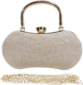 Beige Resin Glitter Clutch Bag