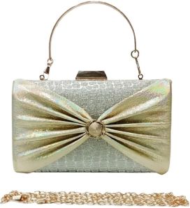 Cream Shiny Velvet Clutch Bag