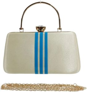 Fancy Cream Resin Velvet Clutch Bag