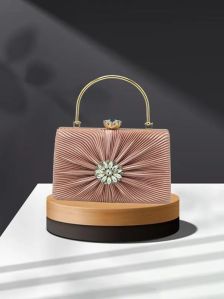 Fancy Peach Velvet Clutch Bag