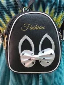 Girls Black PU Backpack