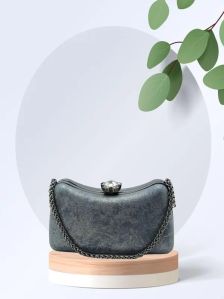 Girls Blue Velvet Clutch Bag