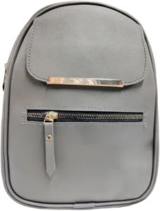 Girls Grey PU Backpack