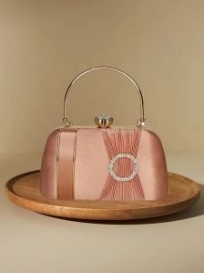 Peach Velvet Clutch Bag