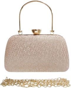 Women Beige Synthetic Clutch Bag