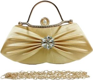 Women Gold Velvet Clutch Bag