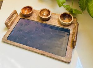 MANGO WOOD TRAY WITH BOWL